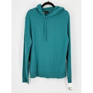 Mens New Cashmere Hoodie Sweater Teal Green XL The Commons 100% Old Money Bright